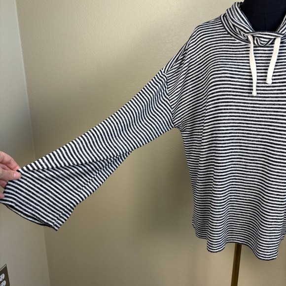 Lucky Brand Striped Cowl Neck Pullover Sweater Top Long Sleeve Casual Women's L‎ - Picture 12 of 13